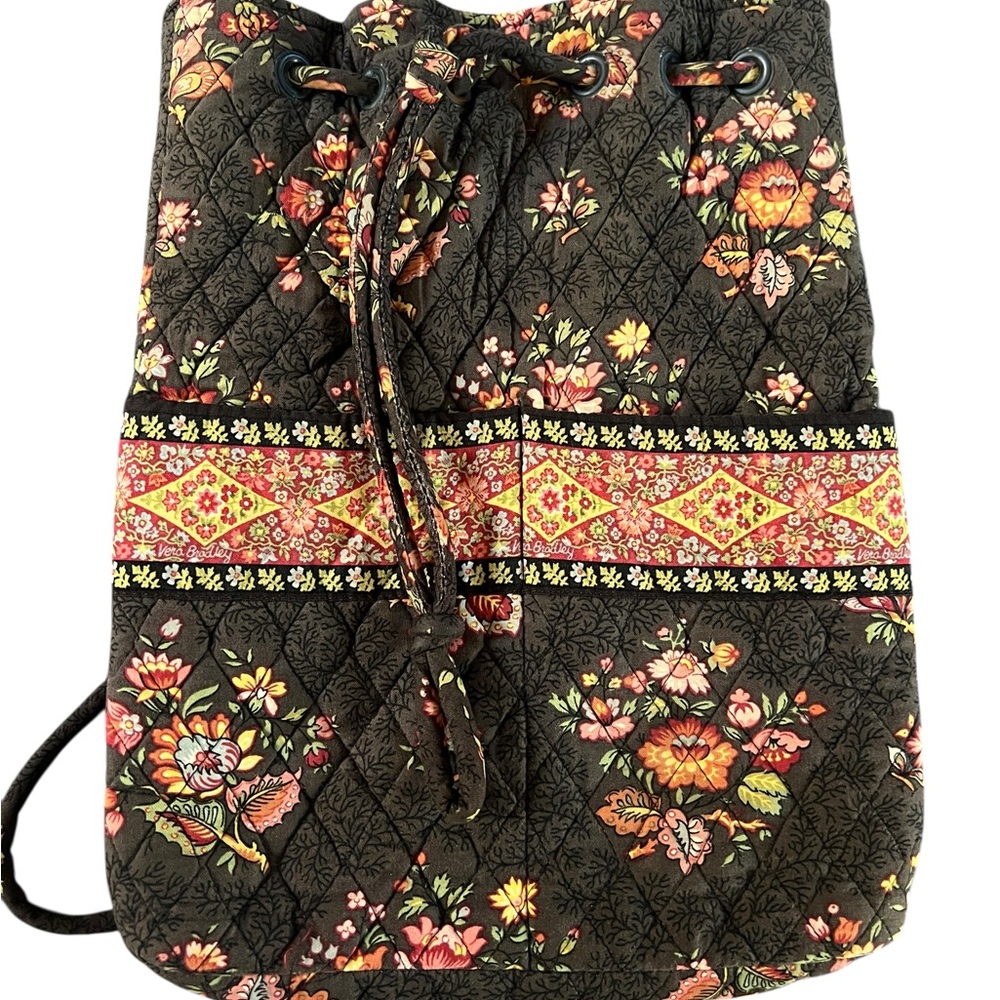 Vera Bradley Drawstring Bucket Backpack Chocolate - image 3
